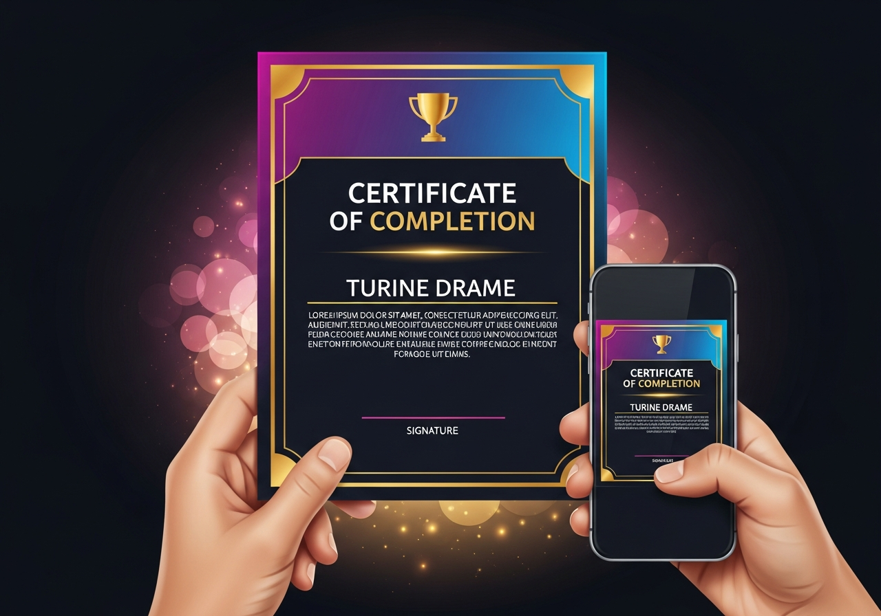 A Twiss Academy certificate of completion displayed on a phone screen