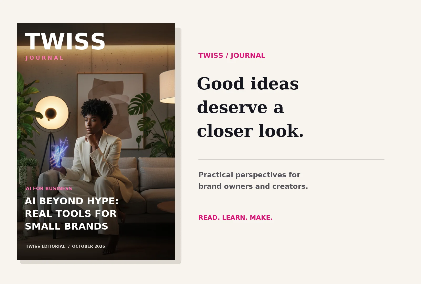 Twiss Journal cover for AI Beyond Hype: Real Tools for Small Brands